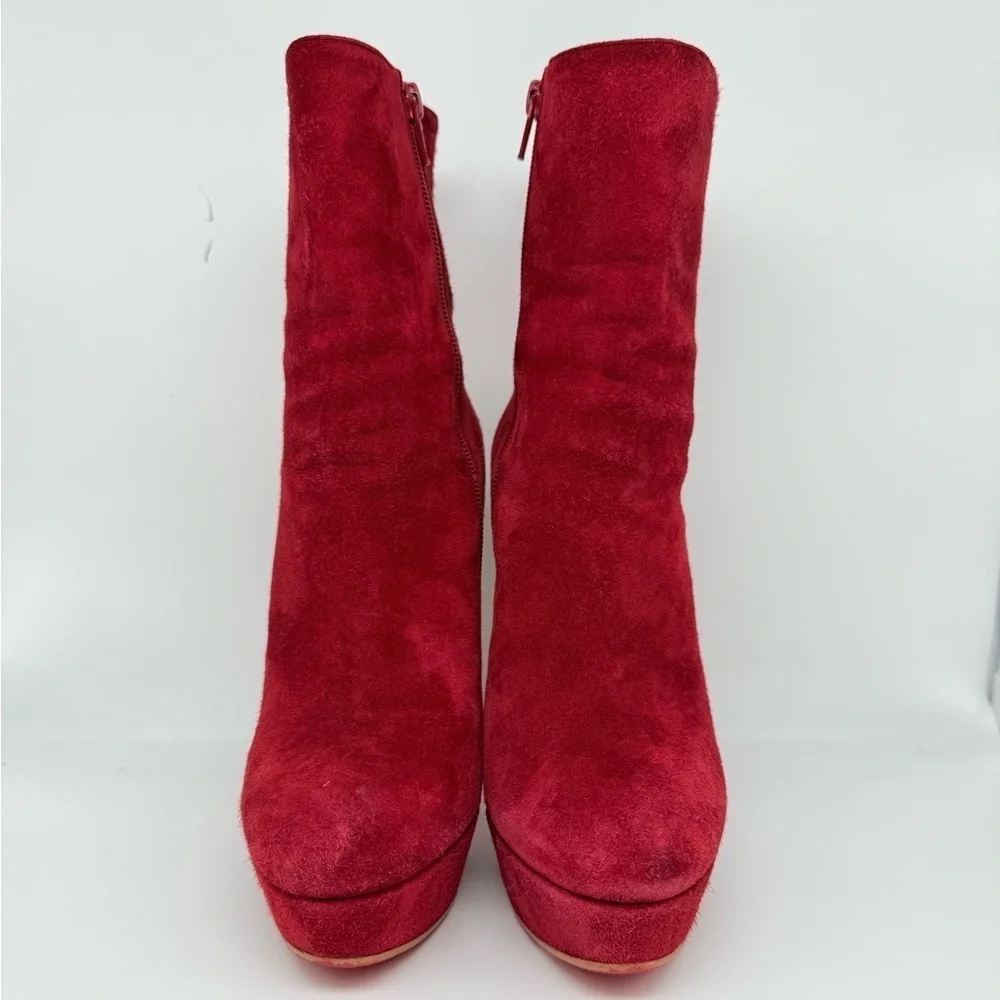 Christian Louboutin Red Suede Taclou Booty spike heel 140mm Ankle Boots EU 38